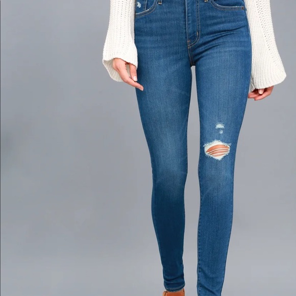 Mile high super skinny medium wash distressed jeans - Picture 2 of 7